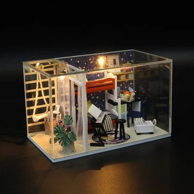 Hongda Miniatyrutstyr Små barn Lekehus Miniatyrhussett Gjør-det-selv-hus