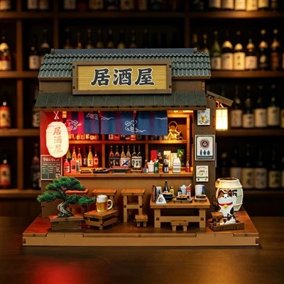 Miniatyr dukkehus i tre i japansk-stil